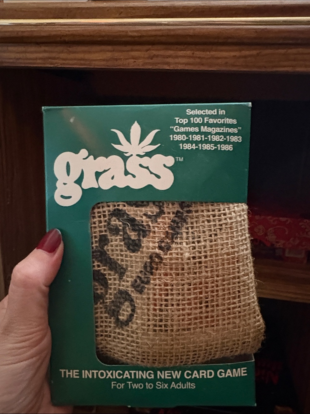 Ras Grass Card Game in Dark Green with Burlap Pouch